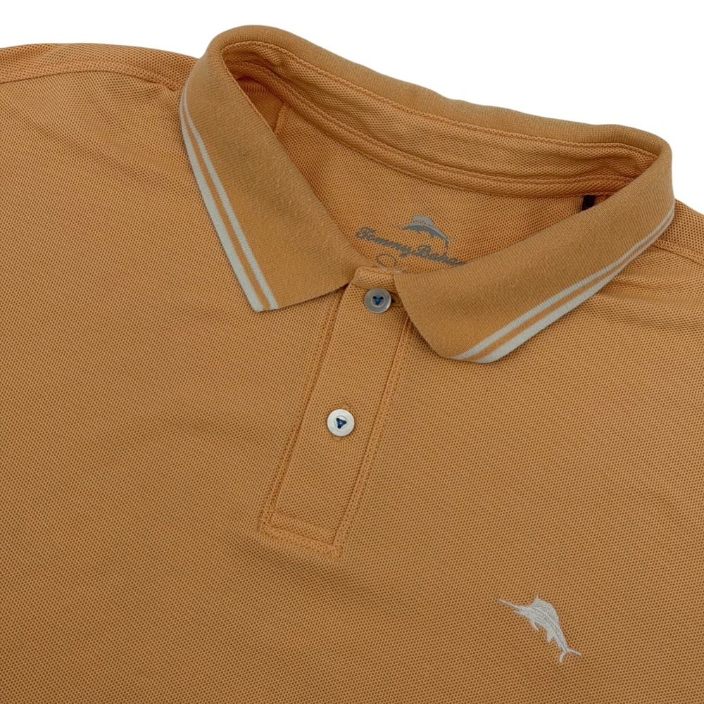 Tommy Bahama Emfielder Polo Men XXL Supima Blend Orange Short Sleeve Pique Shirt